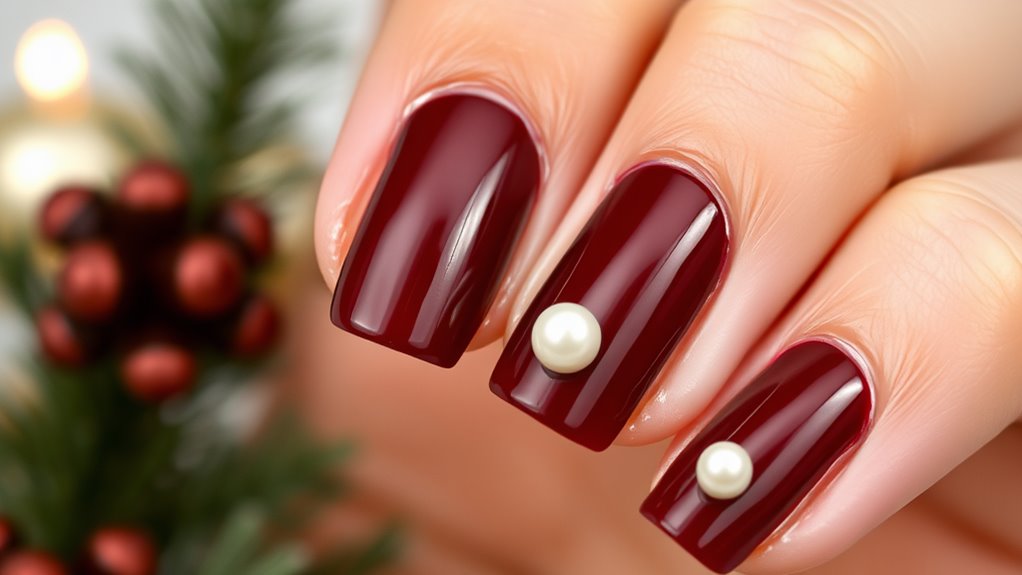 elegant burgundy pearl ensemble
